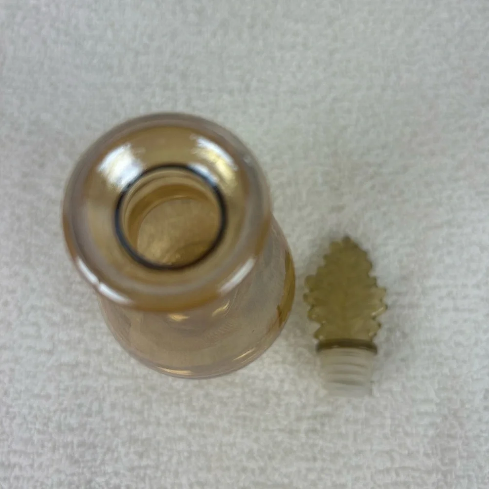 Amber Glass Decorative Bottle with Plastic Leaf Stopper - Home Accents
